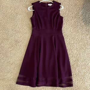 Beautiful Calvin Klein Plum Illusion Trim Dress